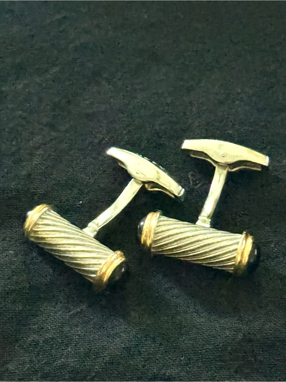Hart Schaffner Marx Two-Tone Silver and Gold T-Bar Cufflinks